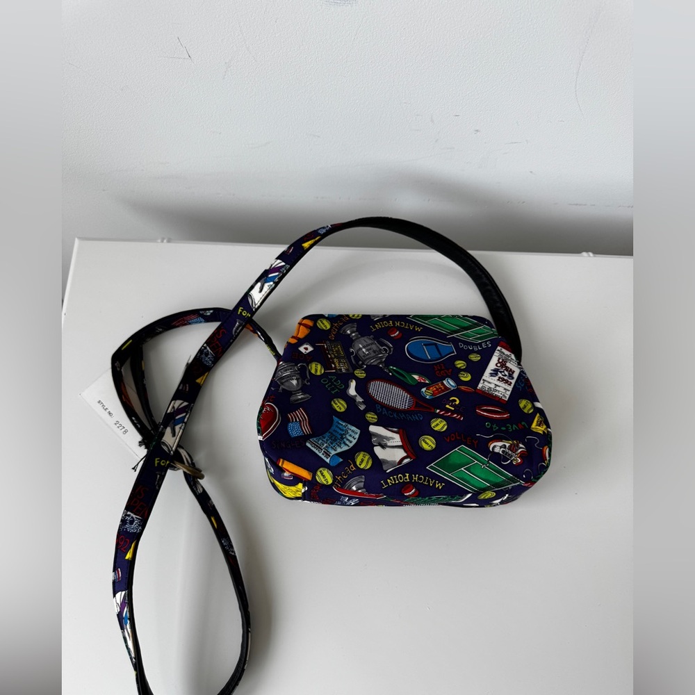 Vintage Nicole Miller Silk Clutch Purse US Open Tennis 1992 Rare Collectible